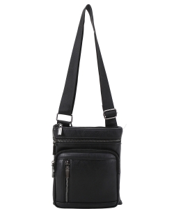 Men's Leather Messenger Bag K-1720 BLACK